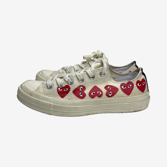 Comme Des Garçons PLAY x Converse Chuck Taylor Red Heart Low Top Sneakers 7M/ 9W - Picture 6 of 12